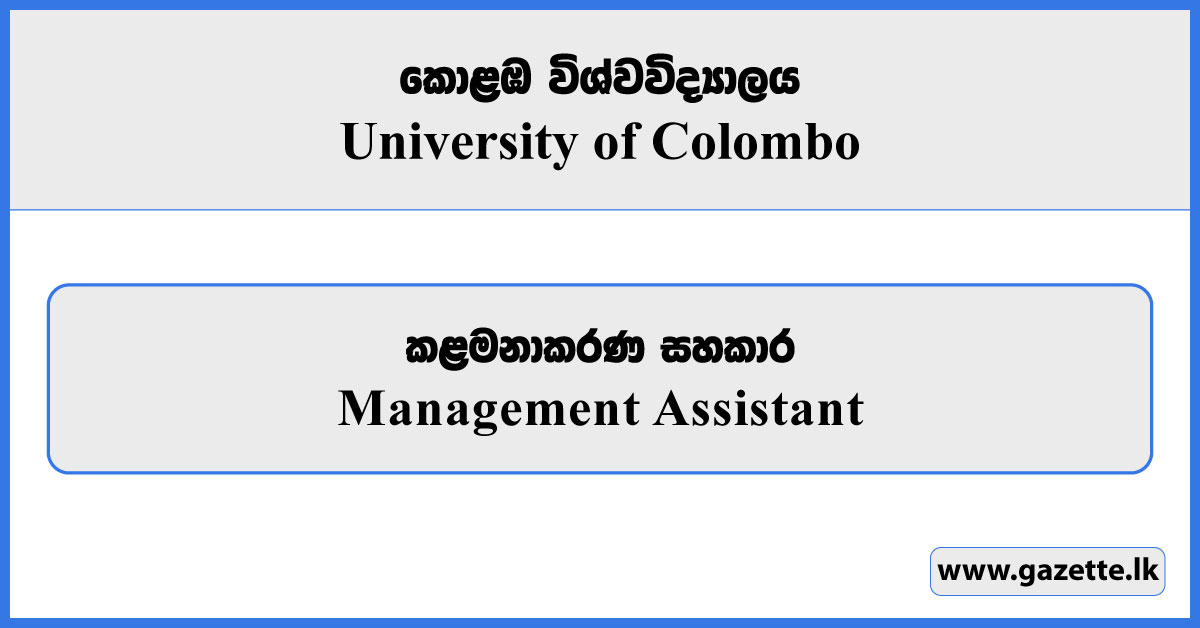 Management Assistant - University of Colombo Vacancies 2025