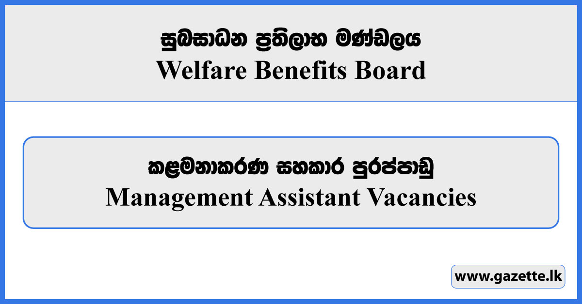 Management Assistant Vacancies 2024 - Welfare Benefits Board