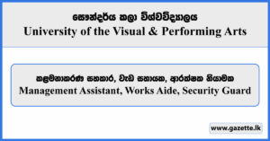 Management Assistant, Works Aide, Security Guard - University of the Visual & Performing Arts Vacancies 2025