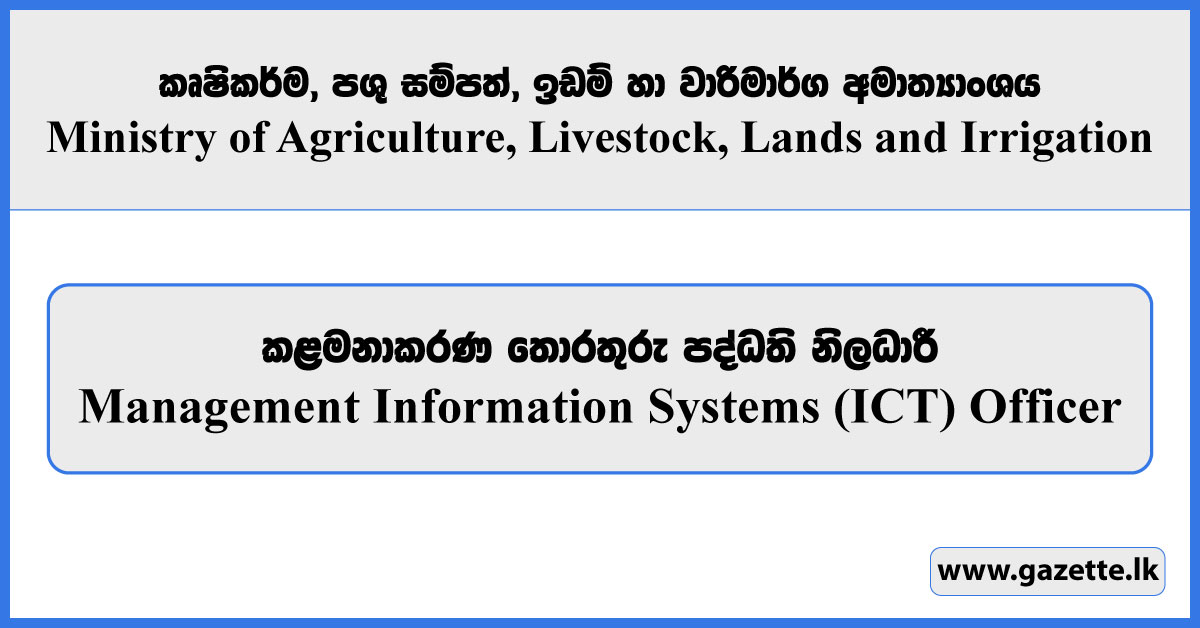 MIS (ICT) Officer - Ministry of Agriculture, Livestock, Lands and Irrigation Vacancies 2025