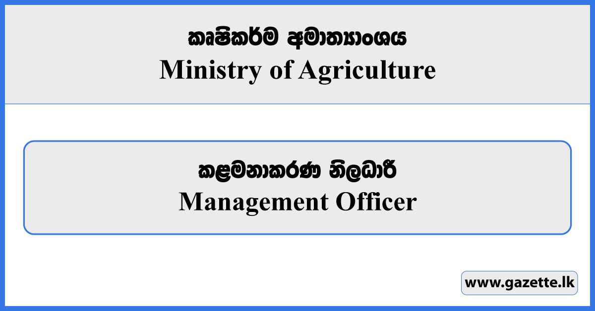 Management Officer - Ministry of Agriculture Vacancies 2023