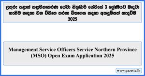 Management Service Officers Service Northern Province(MSO) Open Exam Application 2025