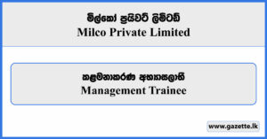 Management Trainee - Milco Private Limited Vacancies 2025
