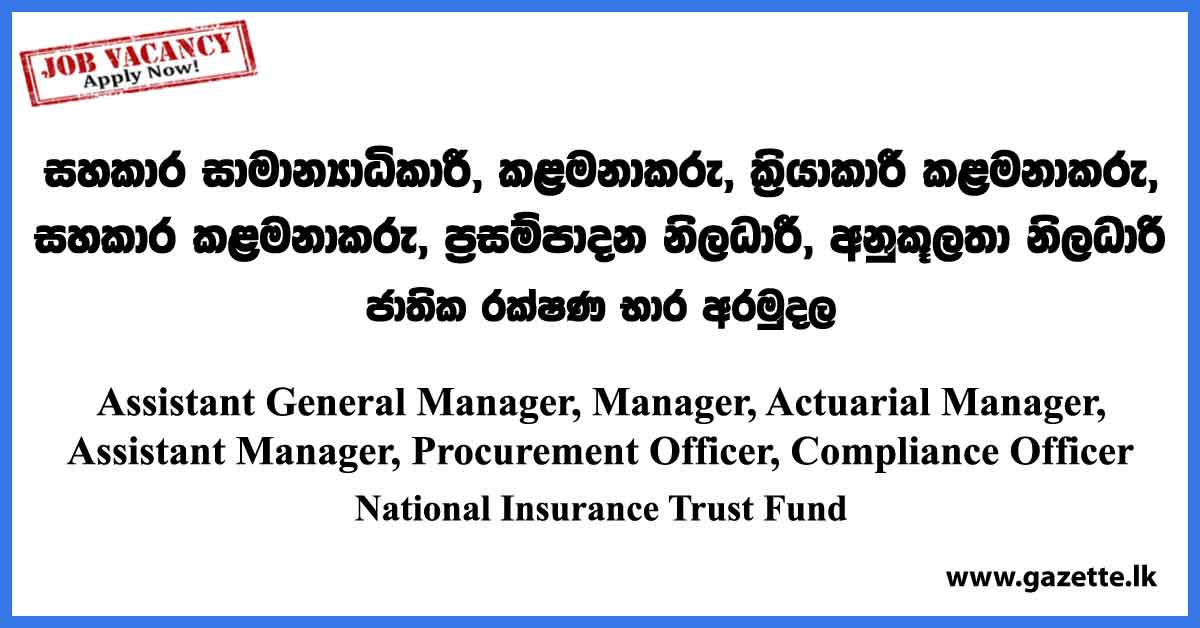 Manager, Assistant Manager, Procurement Officer - National Insurance Trust Fund