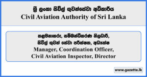Manager, Coordination Officer, Civil Aviation Inspector, Director - Civil Aviation Authority Vacancies 2026