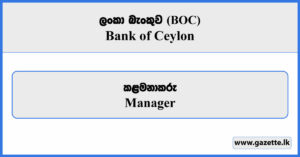 Manager - Bank of Ceylon (BOC) Vacancies 2026