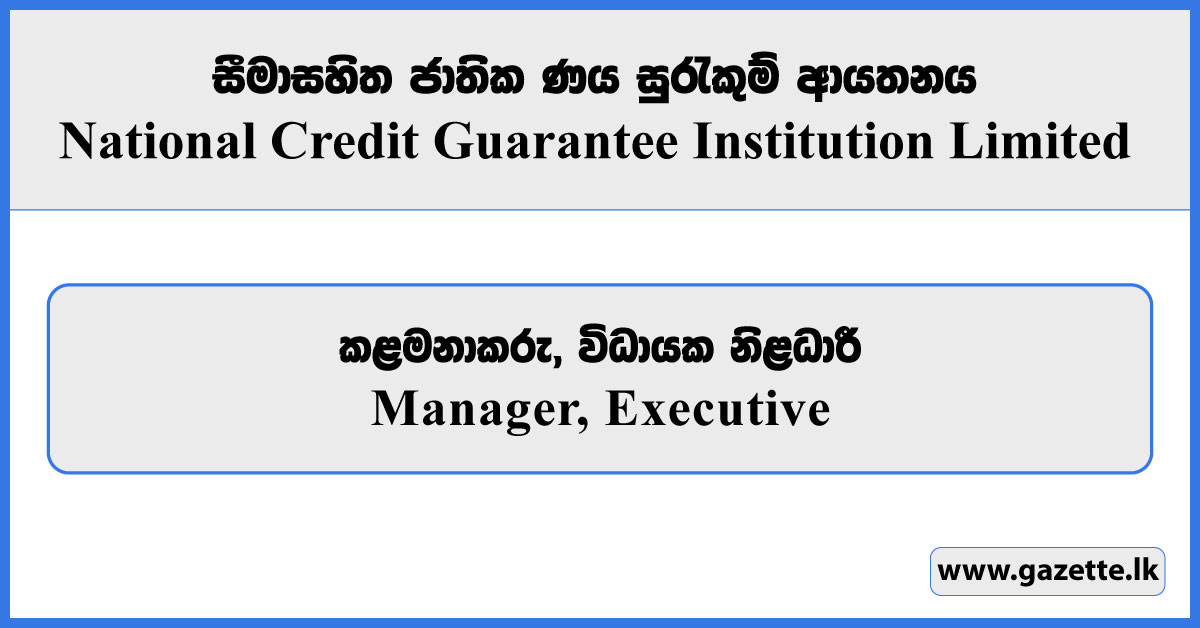 Manager, Executive - National Credit Guarantee Institution Limited Vacancies 2025