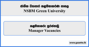 Manager - NSBM Green University Vacancies 2025