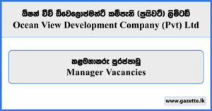 Manager - Ocean View Development Company (Private) Limited Vacancies 2025