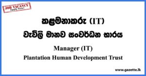 Manager (IT) - Plantation Human Development Trust Vacancies 2023