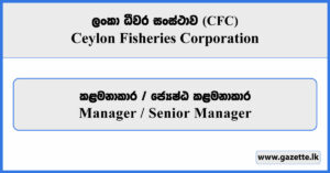 Manager / Senior Manager - Ceylon Fisheries Corporation Vacancies 2026