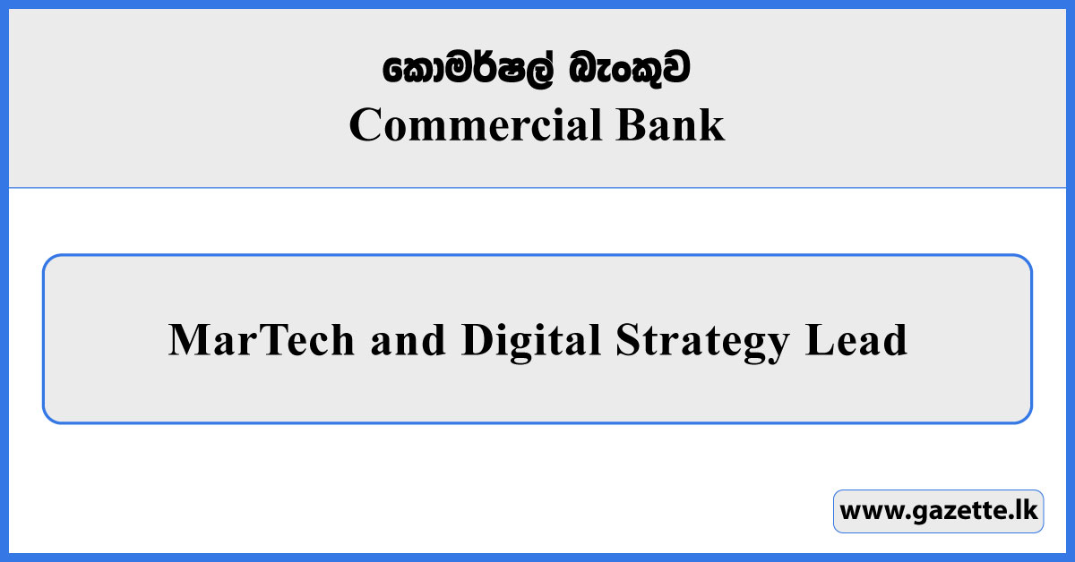 MarTech and Digital Strategy Lead - Commercial Bank Vacancies 2025