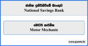 Motor Mechanic - National Savings Bank Job Vacancies 2024