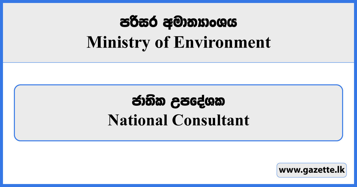 National Consultant - Ministry of Environment Vacancies 2023