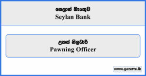 Pawning Officer - Seylan Bank Vacancies 2025