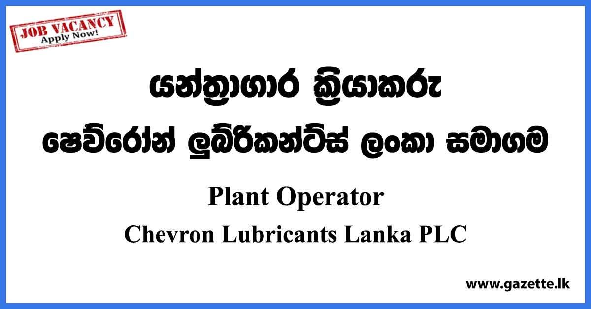 Plant Operator - Chevron Lubricants Lanka Vacancies 2023