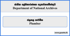 Plumber - Department of National Archives Vacancies 2026