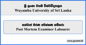Post Mortem Examiner Labourer - Wayamba University of Sri Lanka Vacancies 2025