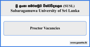 Proctor - Sabaragamuwa University of Sri Lanka Vacancies 2026