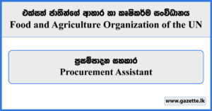 Procurement Assistant - Food and Agriculture Organization Vacancies 2024