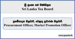 Procurement Officer, Market Promotion Officer - Sri Lanka Tea Board Vacancies 2024