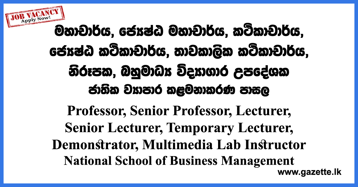 Professor,-Lecturer,-Demonstrator,-Instructors-NSBM-www.gazette.lk