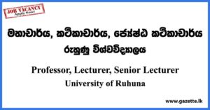 Professor, Lecturer, Senior Lecturer - University of Ruhuna