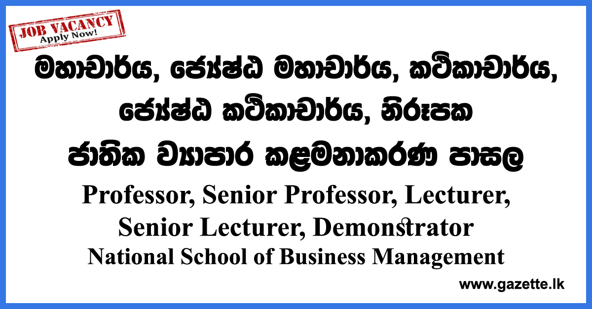 Professor,-Senior-Professor,-Lecturer,-Senior-Lecturer,-Demonstrator-NSBM-www.gazette.lk