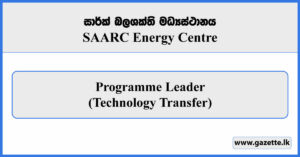 Programme Leader (Technology Transfer) - SAARC Energy Centre Vacancies 2026