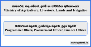 Programme Officer, Procurement Officer, Finance Officer - Ministry of Agriculture, Livestock, Lands and Irrigation Vacancies 2025