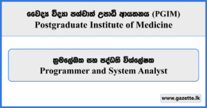 Programmer and System Analyst - Postgraduate Institute of Medicine Vacancies 2026