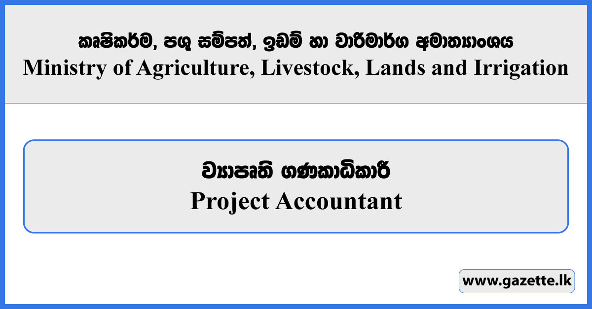 Project Accountant - Ministry of Agriculture, Livestock, Lands and Irrigation Vacancies 2025
