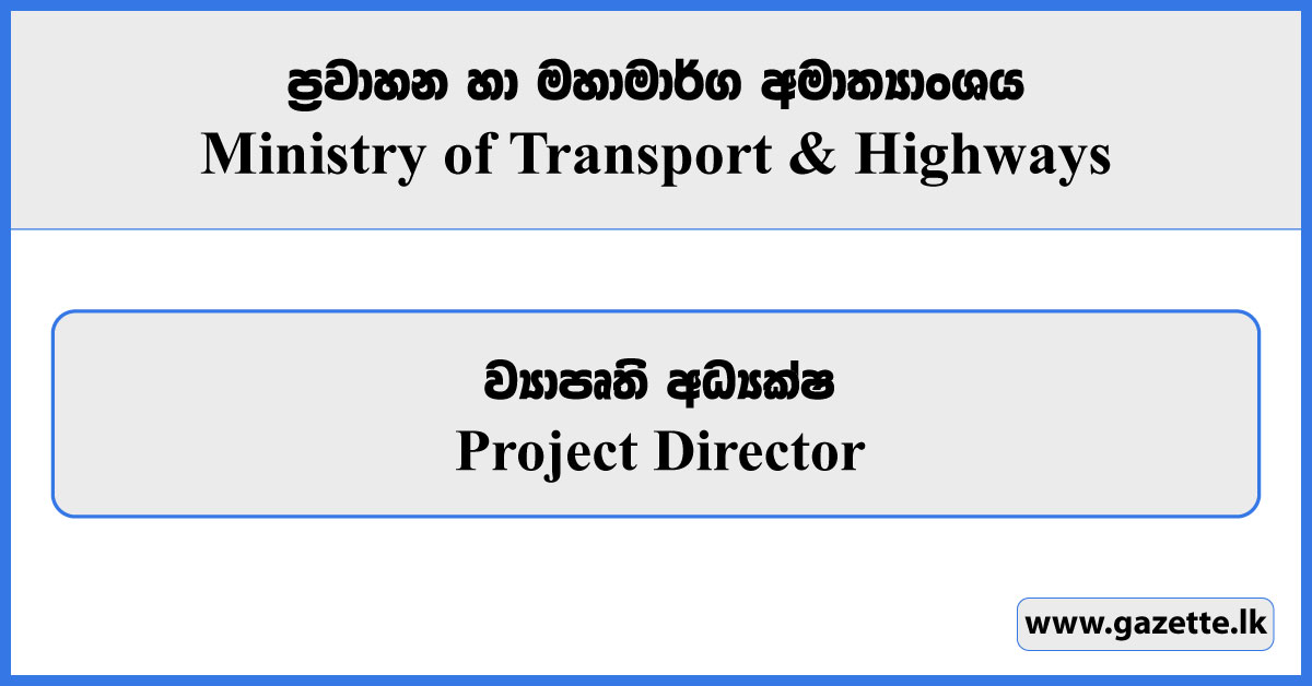 Project Director - Ministry of Transport & Highways Vacancies 2023