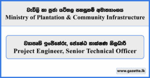 Project Engineer, Senior Technical Officer - Ministry of Plantation and Community Infrastructure Vacancies 2026