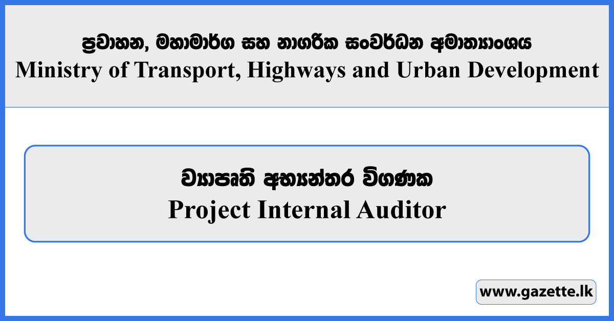 Project Internal Auditor - Ministry of Transport, Highways and Urban Development Vacancies 2026