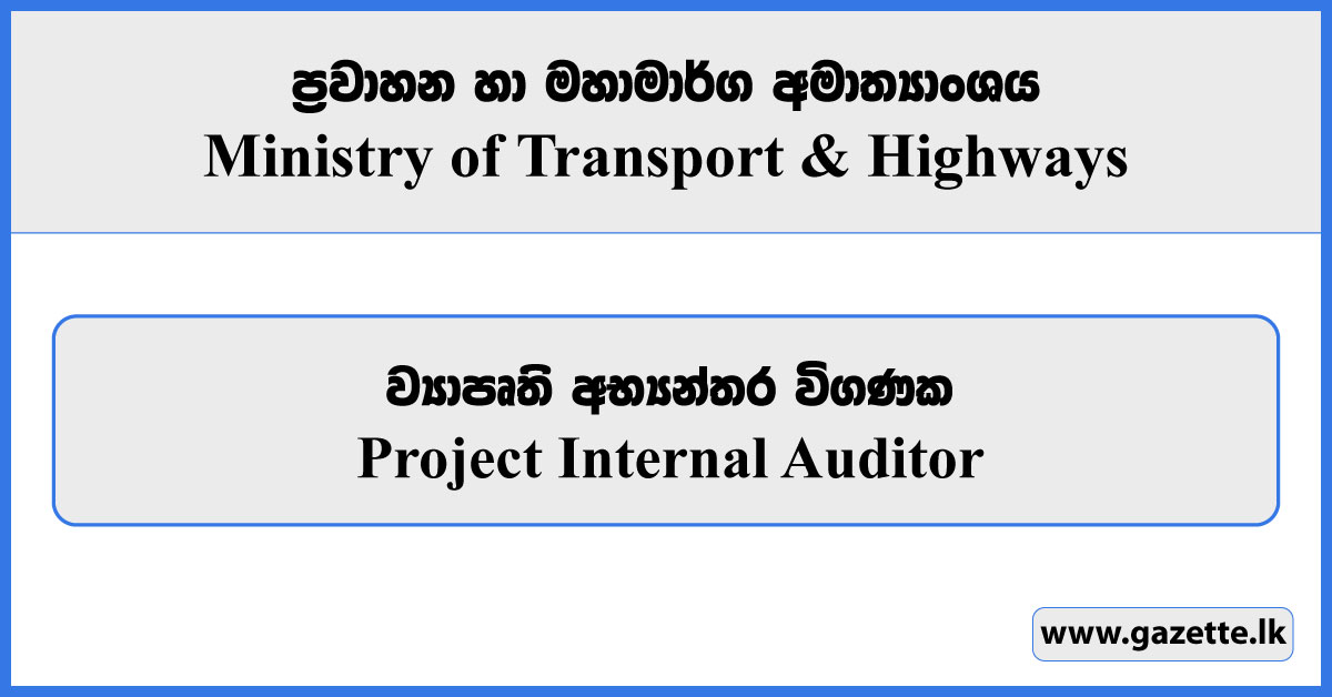 Project Internal Auditor - Ministry of Transport & Highways Vacancies 2023