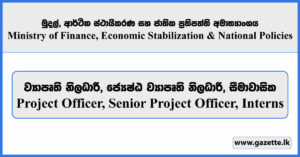 Project Officer, Interns - Ministry of Finance, Economic Stabilization & National Policies Vacancies 2024