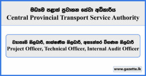 Project Officer, Technical Officer, Internal Audit Officer - Central Provincial Transport Service Authority Vacancies 2025