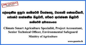 Technical Officer, Accountant - Ministry of Agriculture