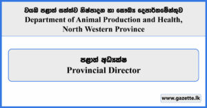Provincial Director - Department of Animal Production and Health, North Western Province Vacancies 2025