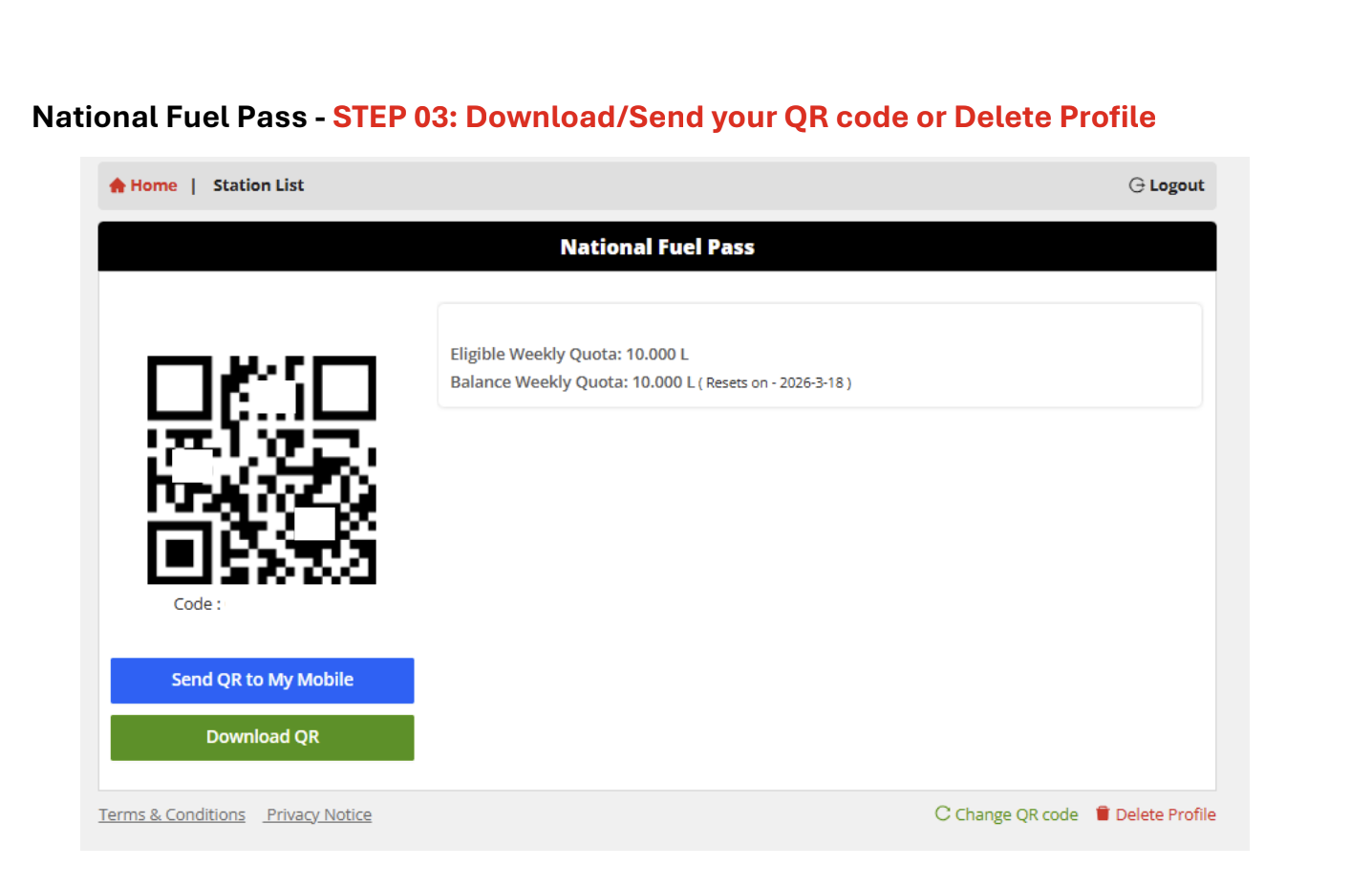 Fuel Pass QR code example