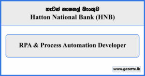 RPA and Process Automation Developer - Hatton National Bank Vacancies 2024