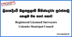 Registered Licensed Surveyors - Colombo Municipal Council Vacancies 2023