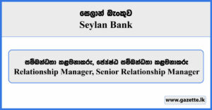 Relationship Manager, Senior Relationship Manager - Seylan Bank Vacancies 2023