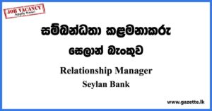 Relationship Manager - Seylan Bank Vacancies 2023