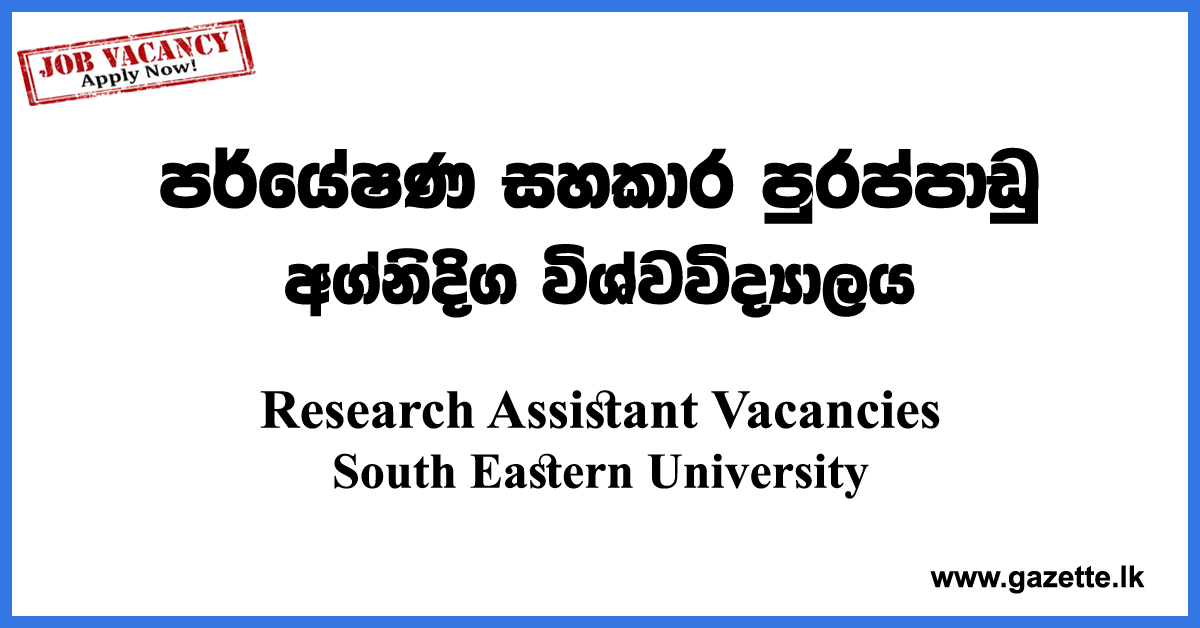 research assistant vacancies in sri lankan universities