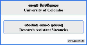 Research Assistant - University of Colombo Vacancies 2023