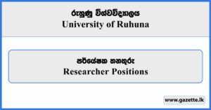 Researcher Positions - University of Ruhuna Vacancies 2025