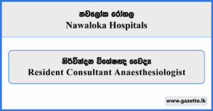 Resident Consultant Anaesthesiologist - Nawaloka Hospitals Vacancies 2025