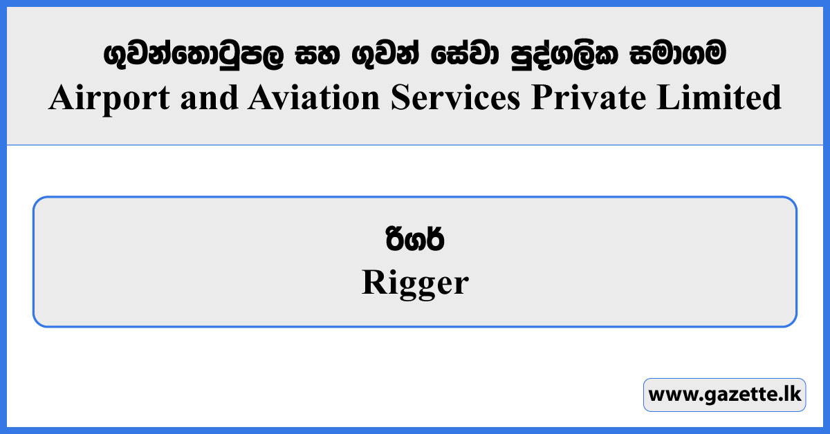 Rigger - Airport and Aviation Services Private Limited Vacancies 2026